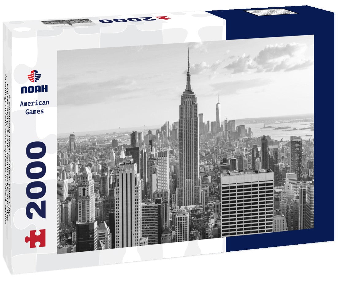 Noah Jigsaw Puzzle A stunning view of New York City, showcasing iconic landmarks and the bustling urban atmosphere in black white 2000 pieces