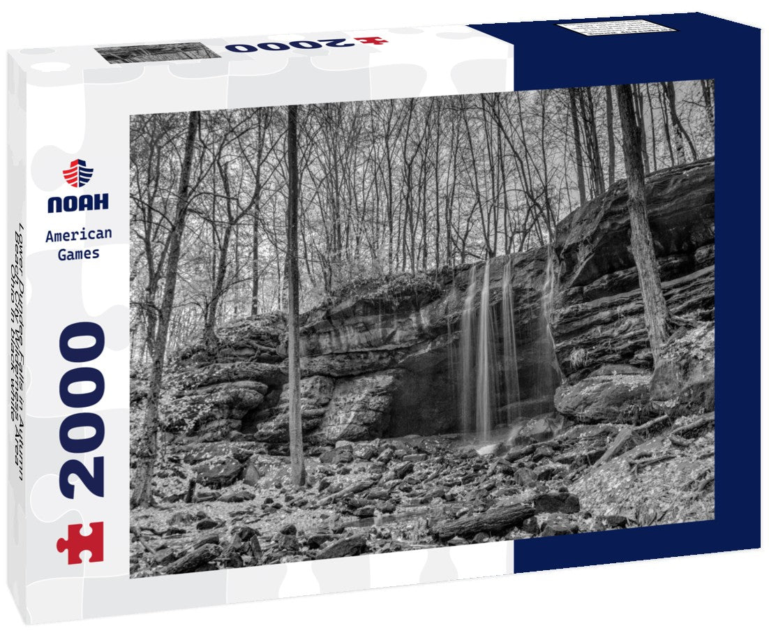 Noah Jigsaw Puzzle Lower Dundee Falls in Autumn, Beach City Wilderness Area, Ohio in black white 2000 pieces
