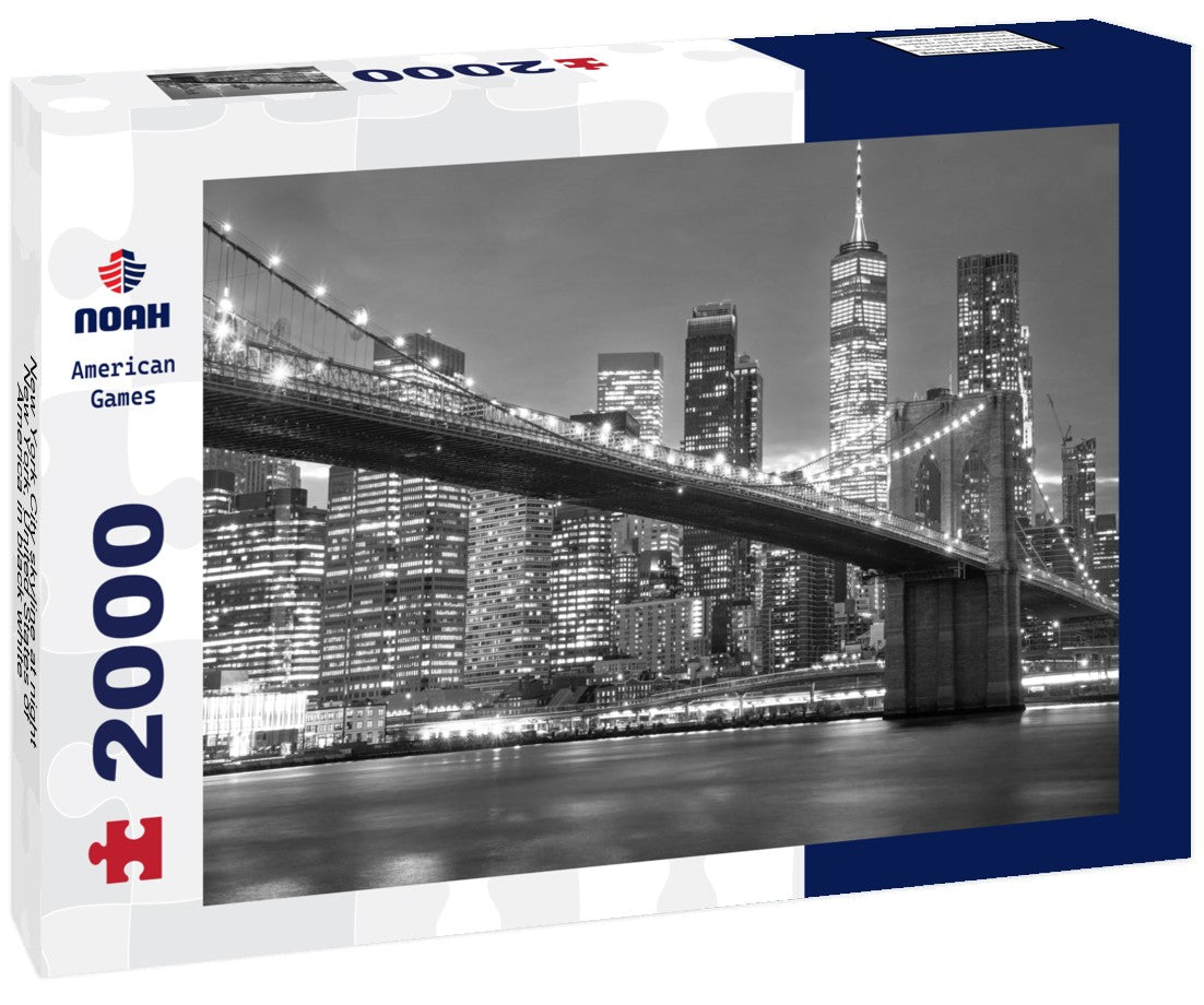 Noah Jigsaw Puzzle New York City skyline at night, New York, United States of America in black white 2000 pieces