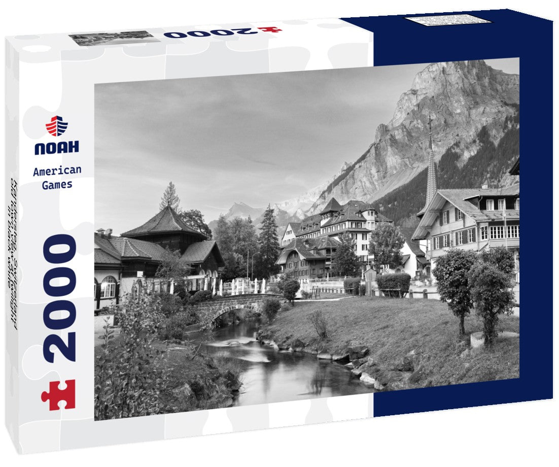 Noah Jigsaw Puzzle Kandersteg, Switzerland old town view at twilight in black white 2000 pieces