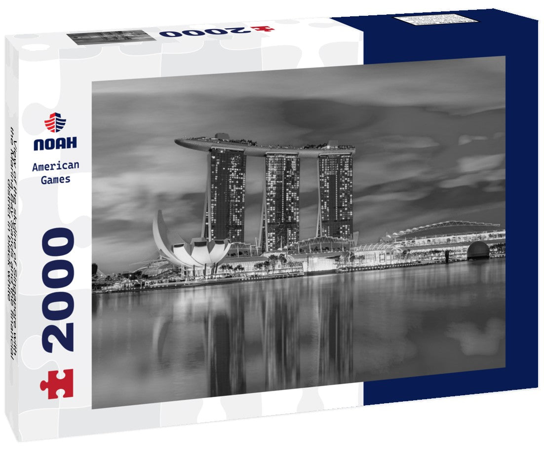 Noah Jigsaw Puzzle View of the skyline of Singapore with the Marina Bay Sands and the financial district in black white 2000 pieces