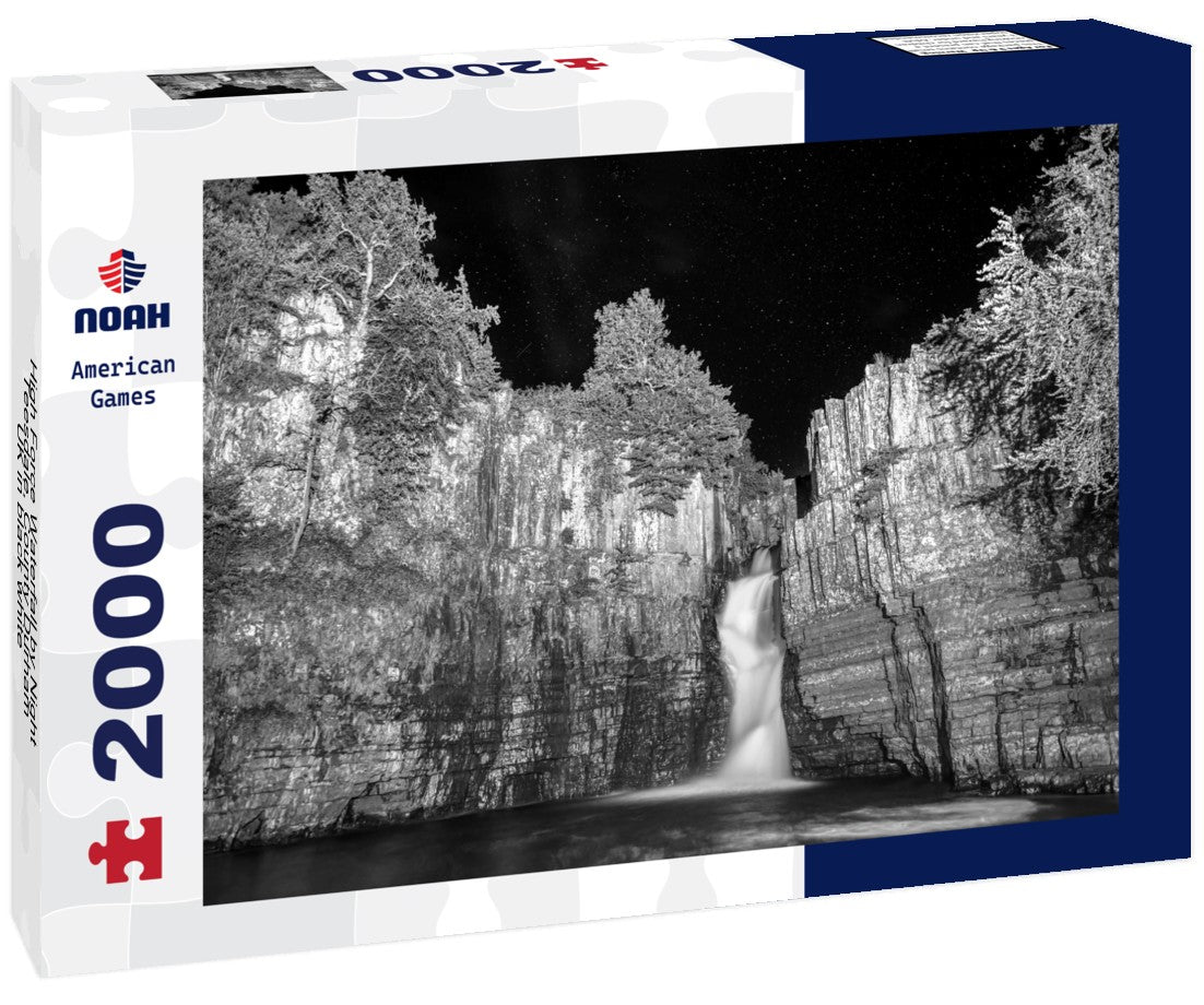 Noah Jigsaw Puzzle High Force Waterfall by Night, Teesdale, County Durham, UK in black white 2000 pieces