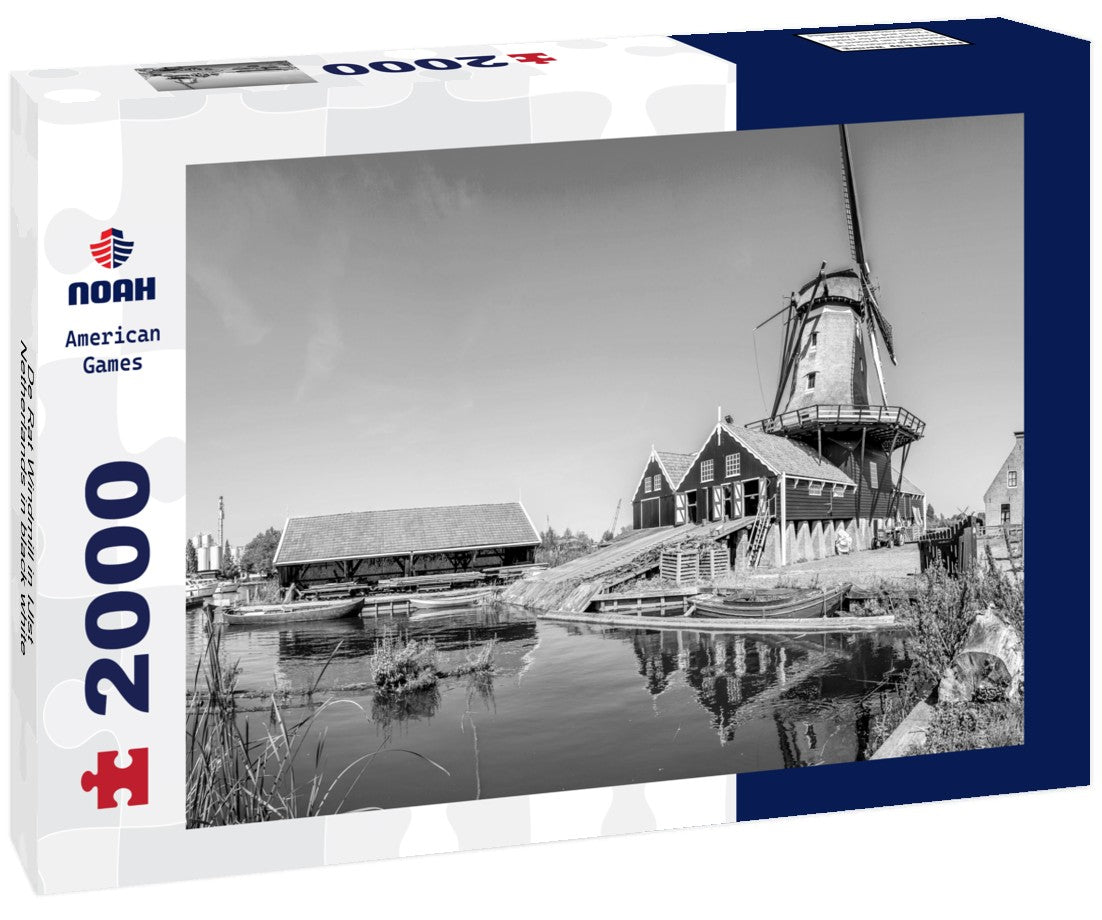 Noah Jigsaw Puzzle De Rat Windmill in IJlst, Netherlands in black white 2000 pieces