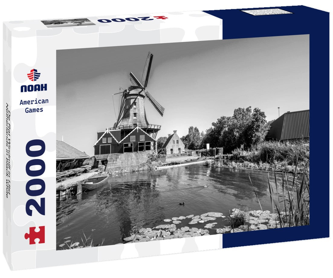 Noah Jigsaw Puzzle De Rat Windmill in IJlst, Netherlands in black white 2000 pieces