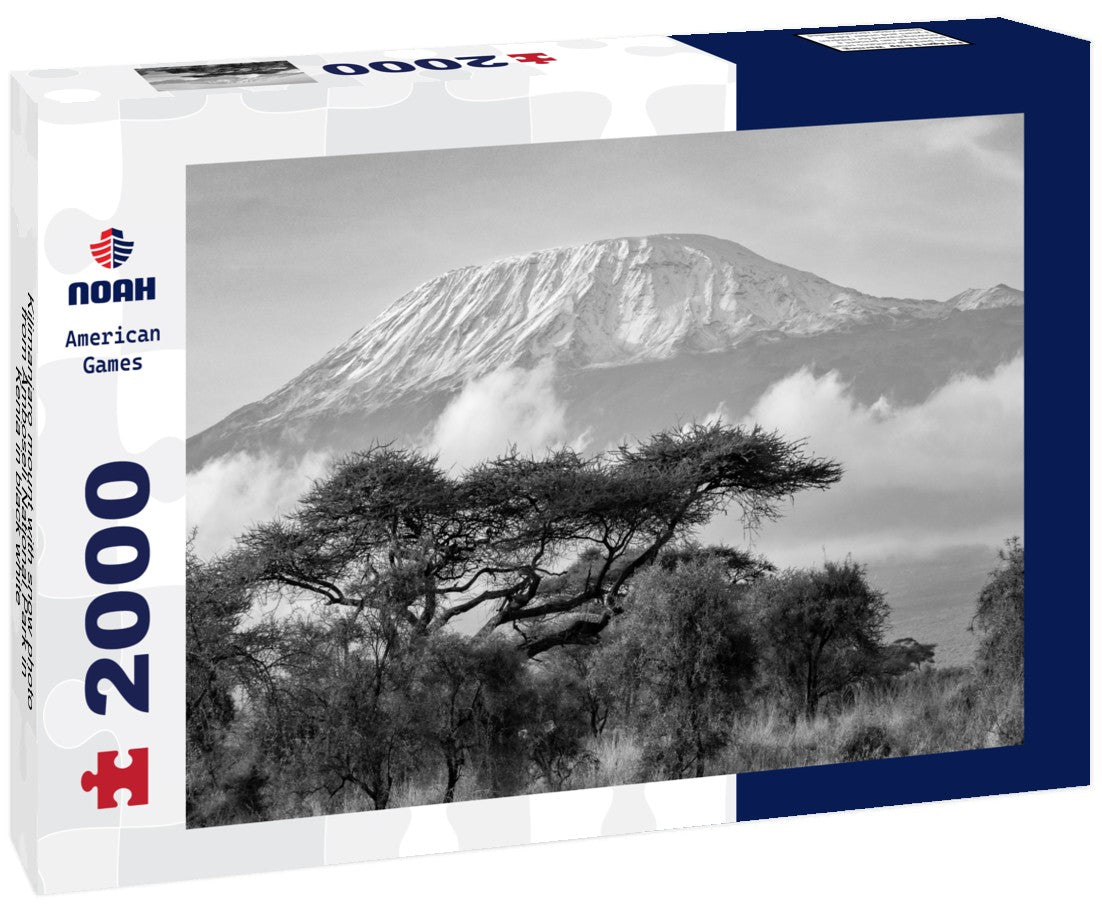 Noah Jigsaw Puzzle Kilimanjaro mount with snow photo from Amboseli National Park in Kenia in black white 2000 pieces
