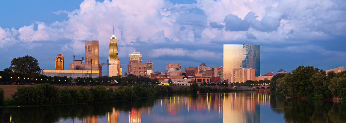 Noah Jigsaw Puzzle Indianapolis skyline. Panoramic image of Indianapolis skyline at sunset after thunderstorm panorama 1000 pieces