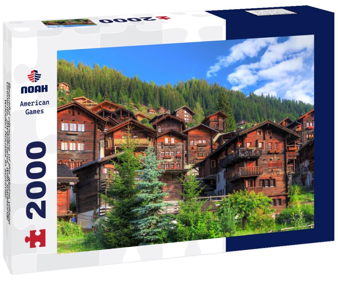 Noah Jigsaw Puzzle Beautiful cityscape of the alpine village Grimentz, Switzerland, with traditional wooden houses in summer 2000 pieces