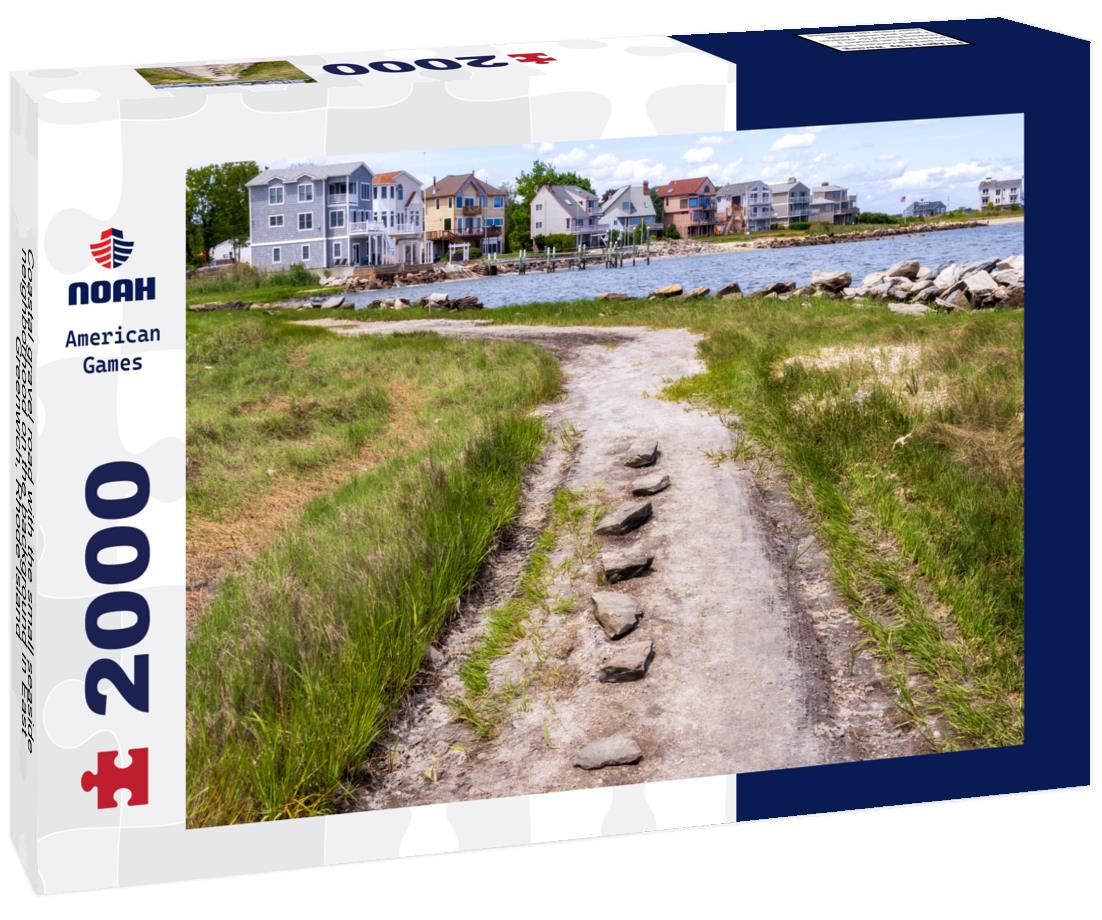 Noah Jigsaw Puzzle Coastal gravel road with the small seaside neighborhood on the background in East Greenwich, Rhode Island 2000 pieces