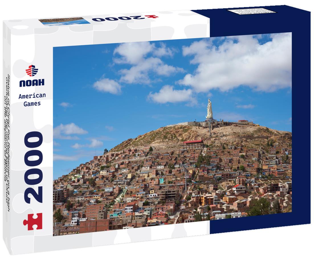 Noah Jigsaw Puzzle Statue of Christ the Redeemer on a high overlooking the mining town of Oruro on the altiplano of Bolivia 2000 pieces