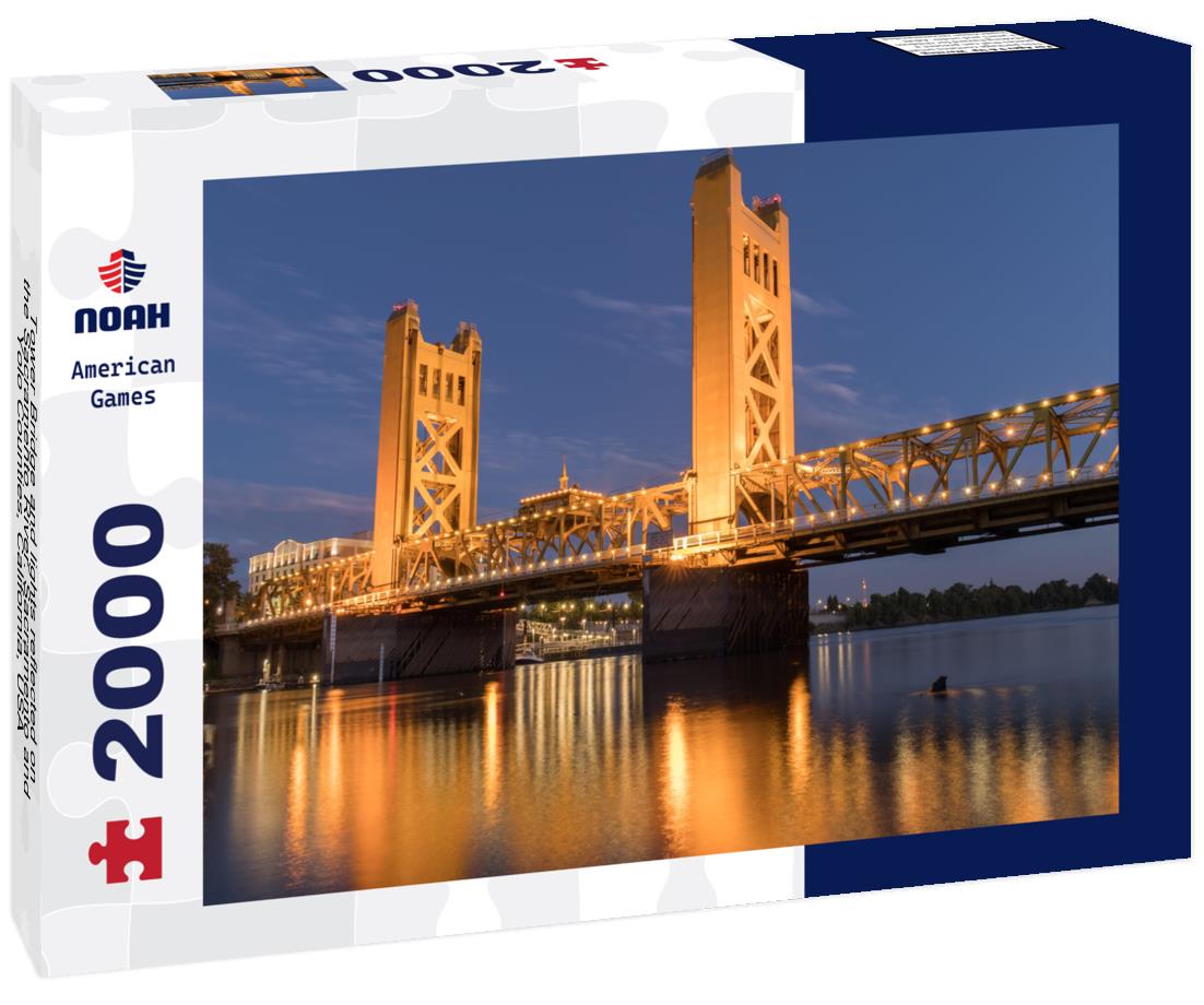 Noah Jigsaw Puzzle Tower Bridge and lights reflected on the Sacramento River. Sacramento and Yolo Counties, California, USA 2000 pieces