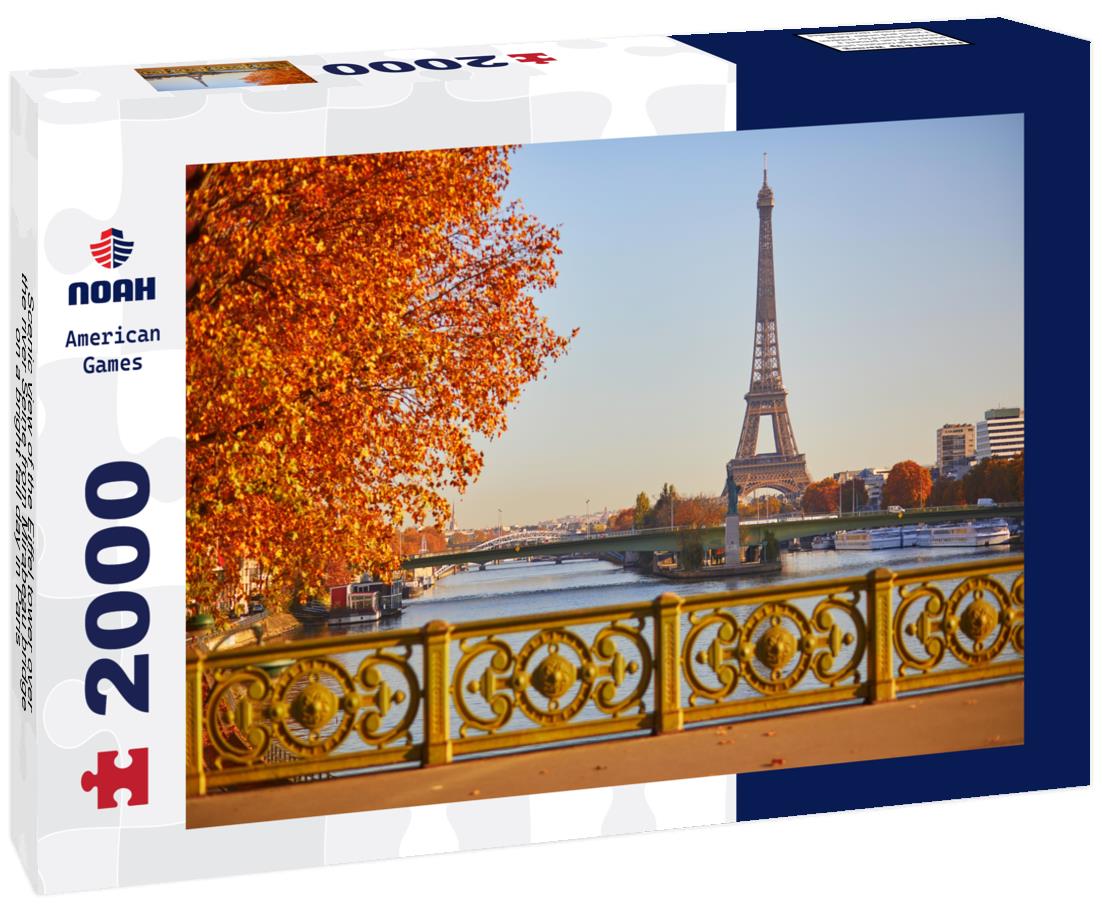 Noah Jigsaw Puzzle Scenic view of the Eiffel tower over the river Seine from Mirabeau bridge on a bright fall day in Paris 2000 pieces