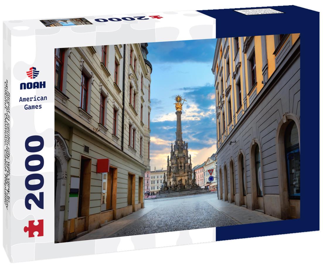 Noah Jigsaw Puzzle Street in center city with view to square and monument of Holy Trinity Column. Olomouc, Czech Republic 2000 pieces