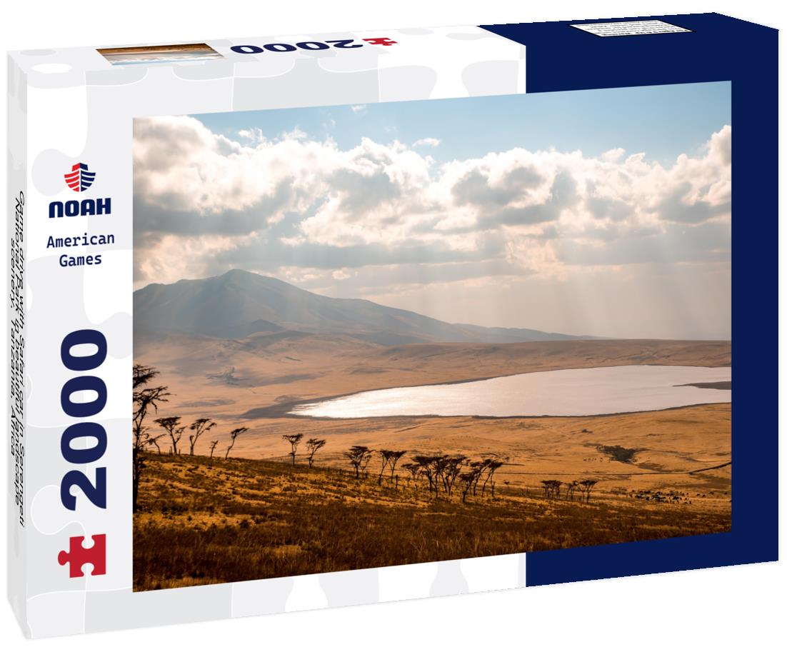 Noah Jigsaw Puzzle Game drive with Safari car in Serengeti National Park in beautiful landscape scenery, Tanzania, Africa 2000 pieces