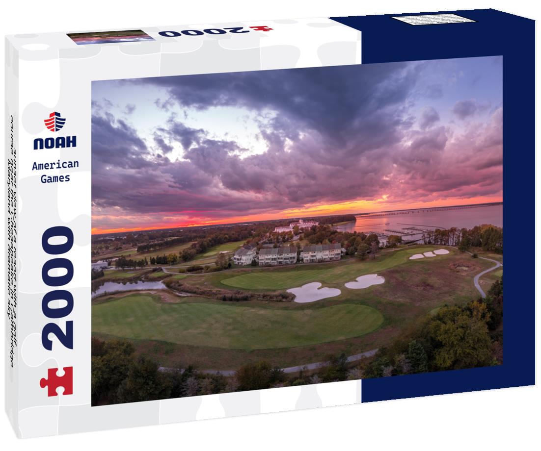 Noah Jigsaw Puzzle sunset view of a resort with a golf course near the Chesapeake in Cambridge Maryland with dramatic sky 2000 pieces