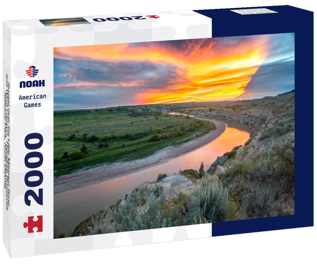 Noah Jigsaw Puzzle Sunset over the Little Missouri River and Wind Canyon, Theodore Roosevelt National Park, North Dakota 2000 pieces