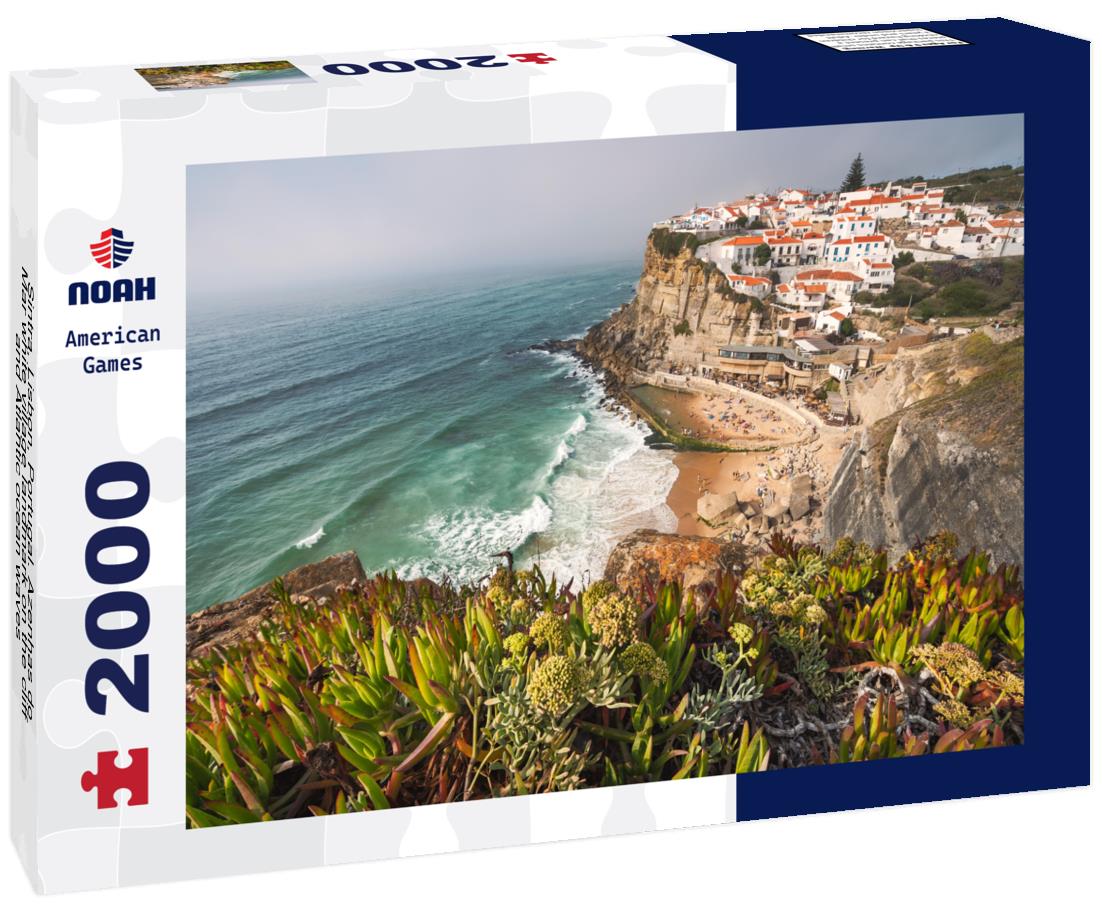 Noah Jigsaw Puzzle Sintra, Lisbon, Portugal. Azenhas do Mar white village landmark on the cliff and Atlantic ocean waves 2000 pieces