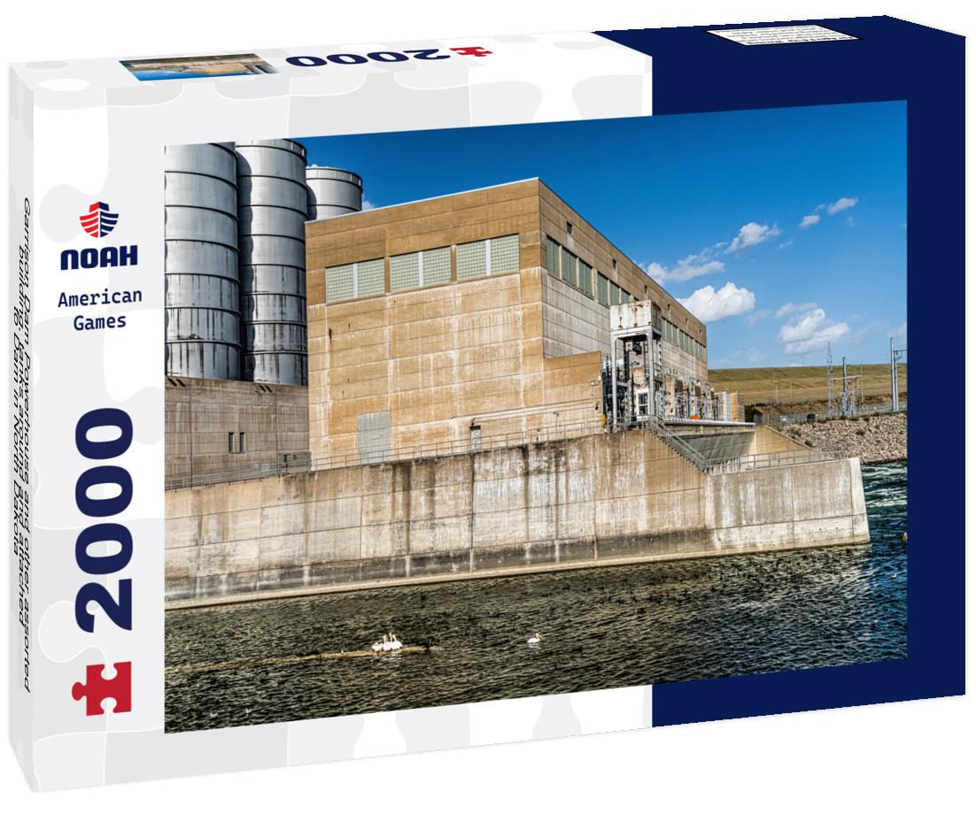 Noah Jigsaw Puzzle Garrison Dam Powerhouse and other assorted building, tanks around and attached to Dam in North Dakota 2000 pieces