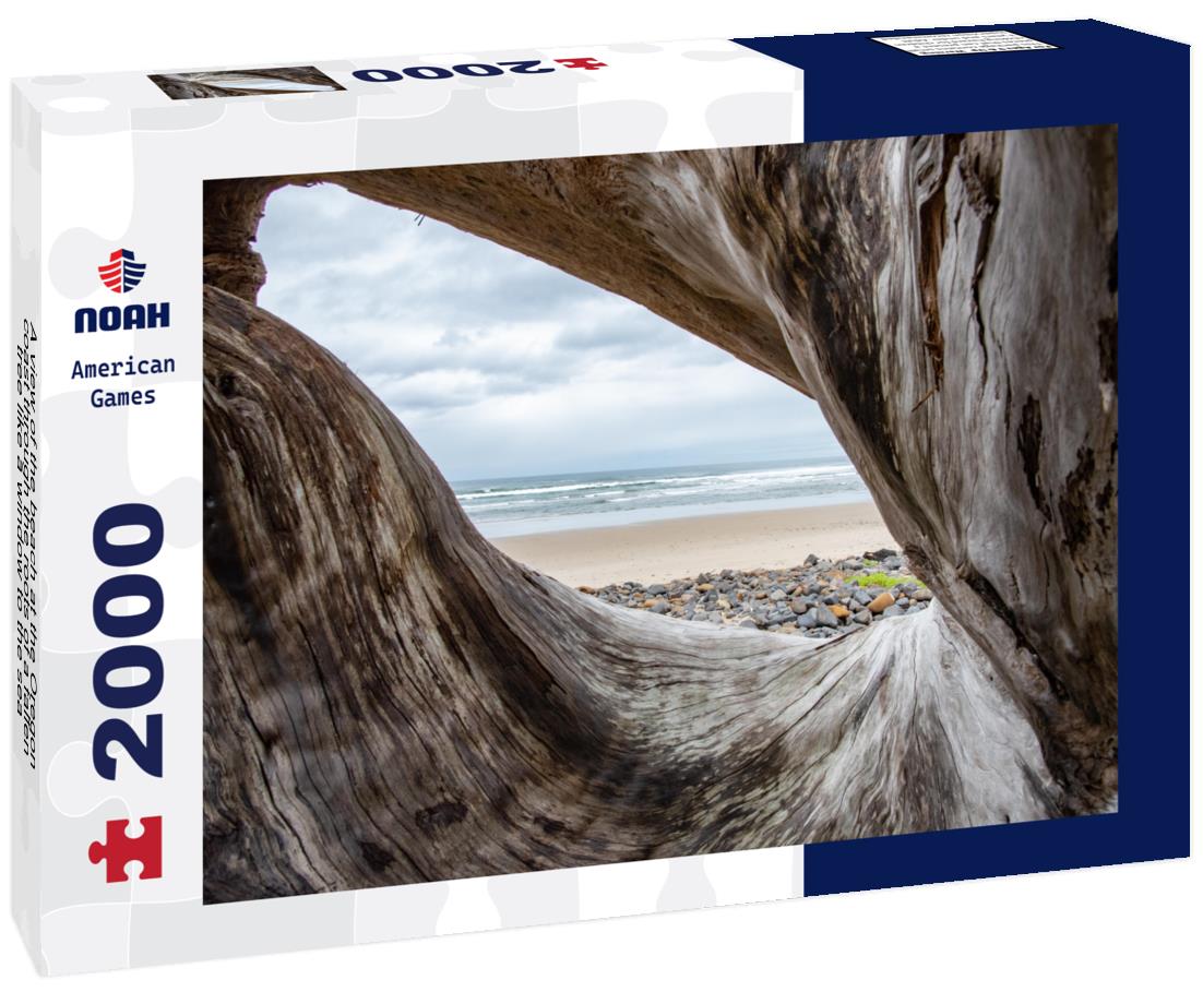 Noah Jigsaw Puzzle A view of the beach at the Oregon coast through the roots of a fallen tree like a window to the sea 2000 pieces