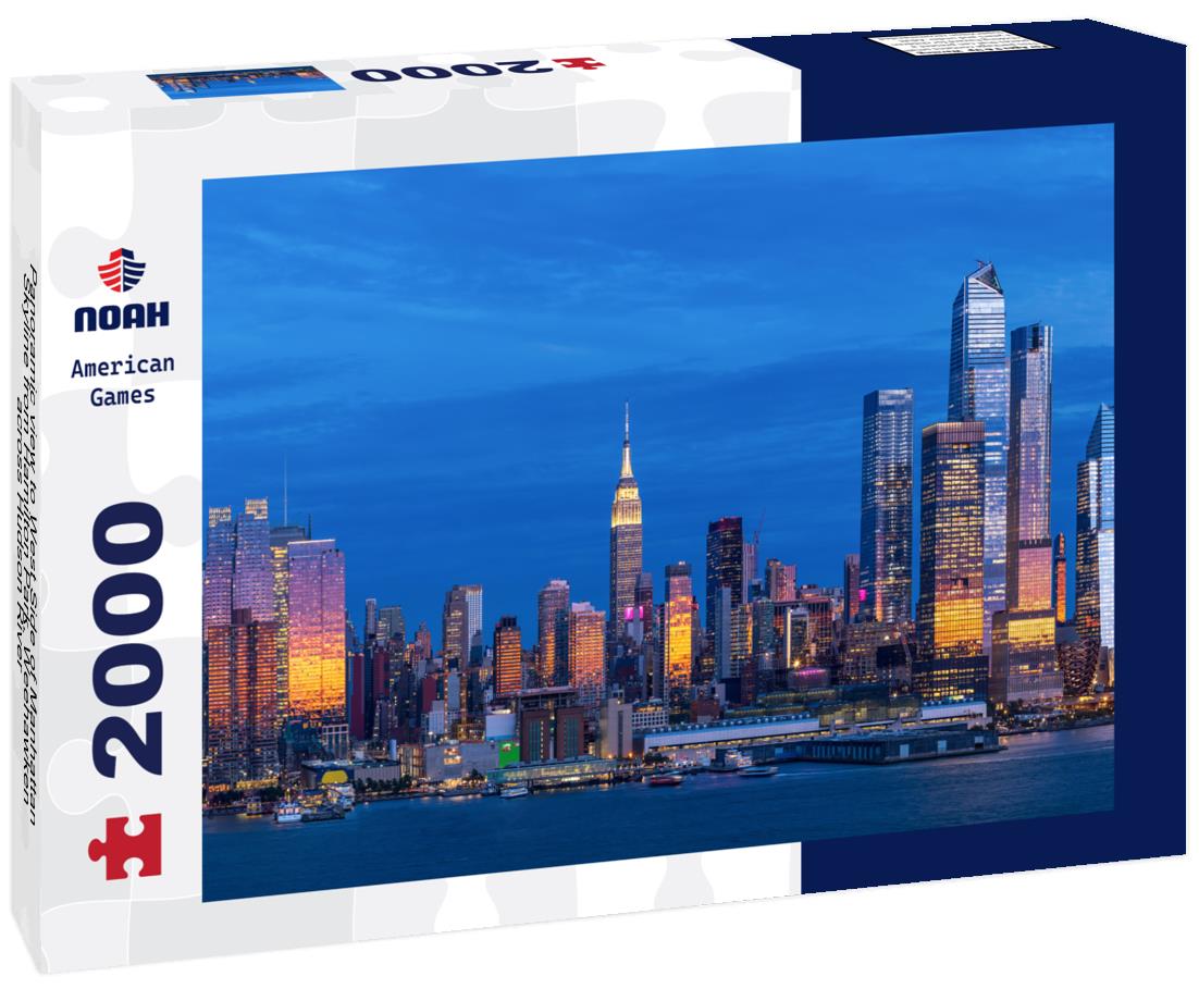 Noah Jigsaw Puzzle Panoramic view to West Side of Manhattan Skyline from Hamilton Park, Weehawken, across Hudson River 2000 pieces