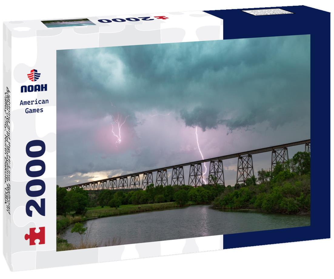 Noah Jigsaw Puzzle Lightning and the Hi-Line Railroad Bridge over the Sheyenne River in Valley City, North Dakota, USA 2000 pieces
