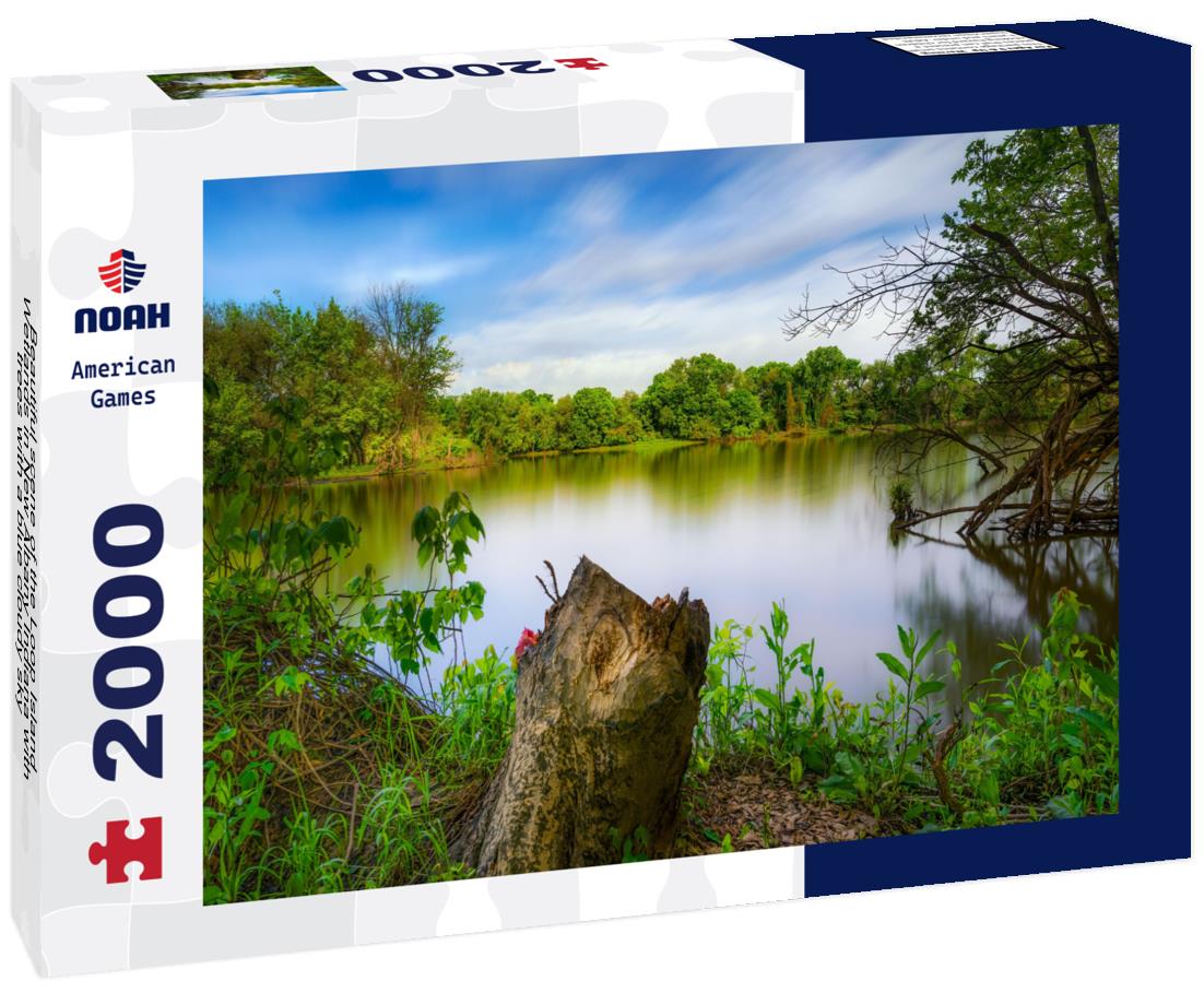 Noah Jigsaw Puzzle Beautiful scene of the Loop Island Wetlands in New Albany Indiana with trees with a blue cloudy sky 2000 pieces