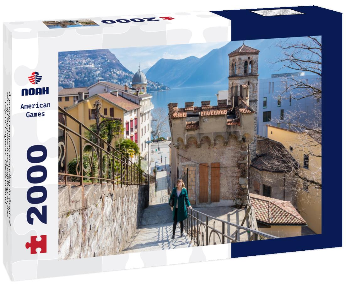 Noah Jigsaw Puzzle A young woman standing in front of an old architecture building in the city of Lugano, Switzerland 2000 pieces