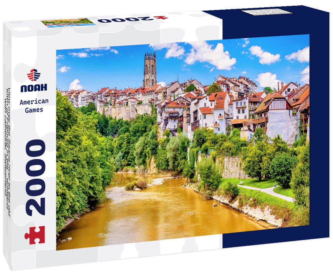 Noah Jigsaw Puzzle View over the Saane river to the old town of Fribourg in the Üechtland with cathedral, Switzerland 2000 pieces