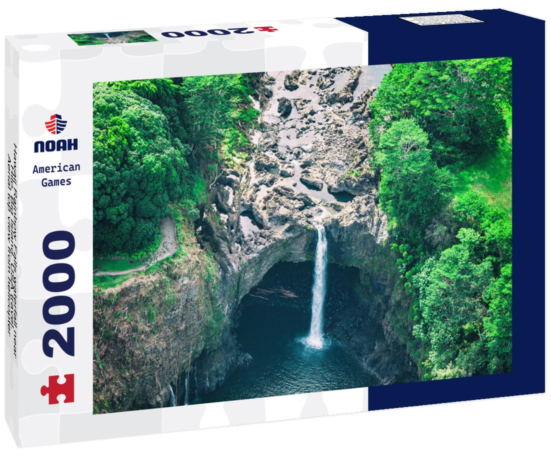Noah Jigsaw Puzzle Hawaii Rainbow Falls waterfall near Hilo, Big Island. USA travel. Aerial top view from helicopter 2000 pieces