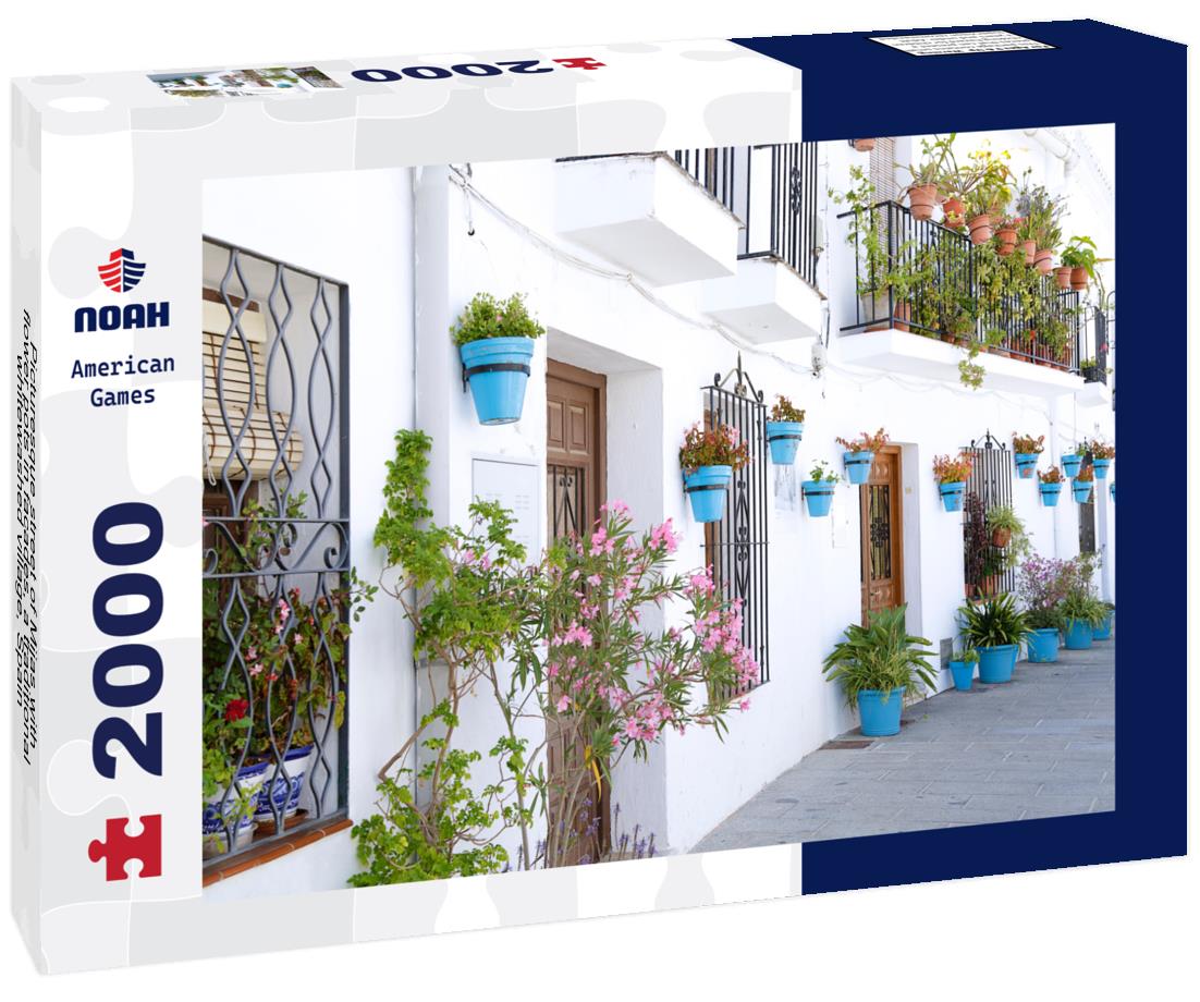 Noah Jigsaw Puzzle Picturesque street of Mijas with flower pots in facades, a traditional whitewashed village, Spain 2000 pieces