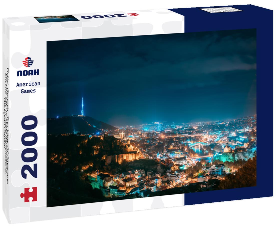 Noah Jigsaw Puzzle Tbilisi, Georgia. Top View Of Cityscape Skyline City In Night Illuminations. Georgian Capital 2000 pieces