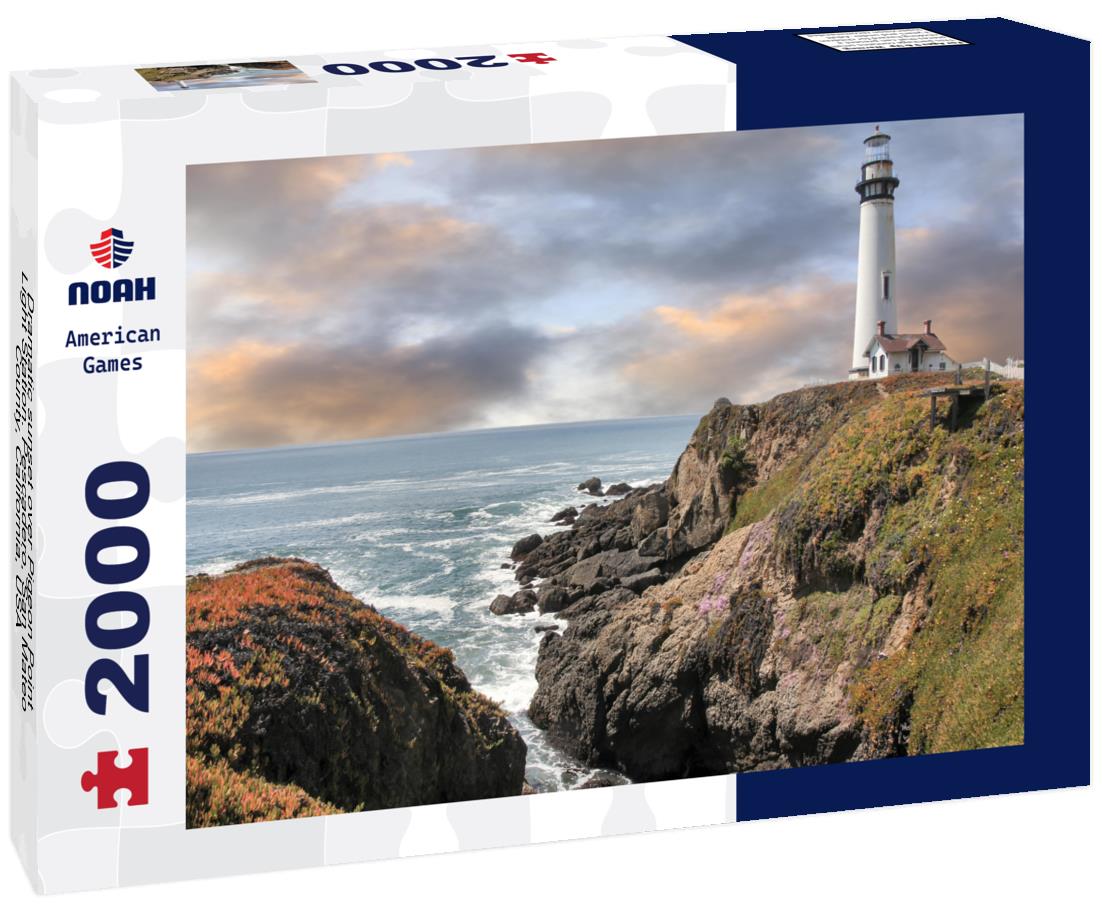 Noah Jigsaw Puzzle Dramatic sunset over Pigeon Point Light Station. Pescadero, San Mateo County, California, USA 2000 pieces