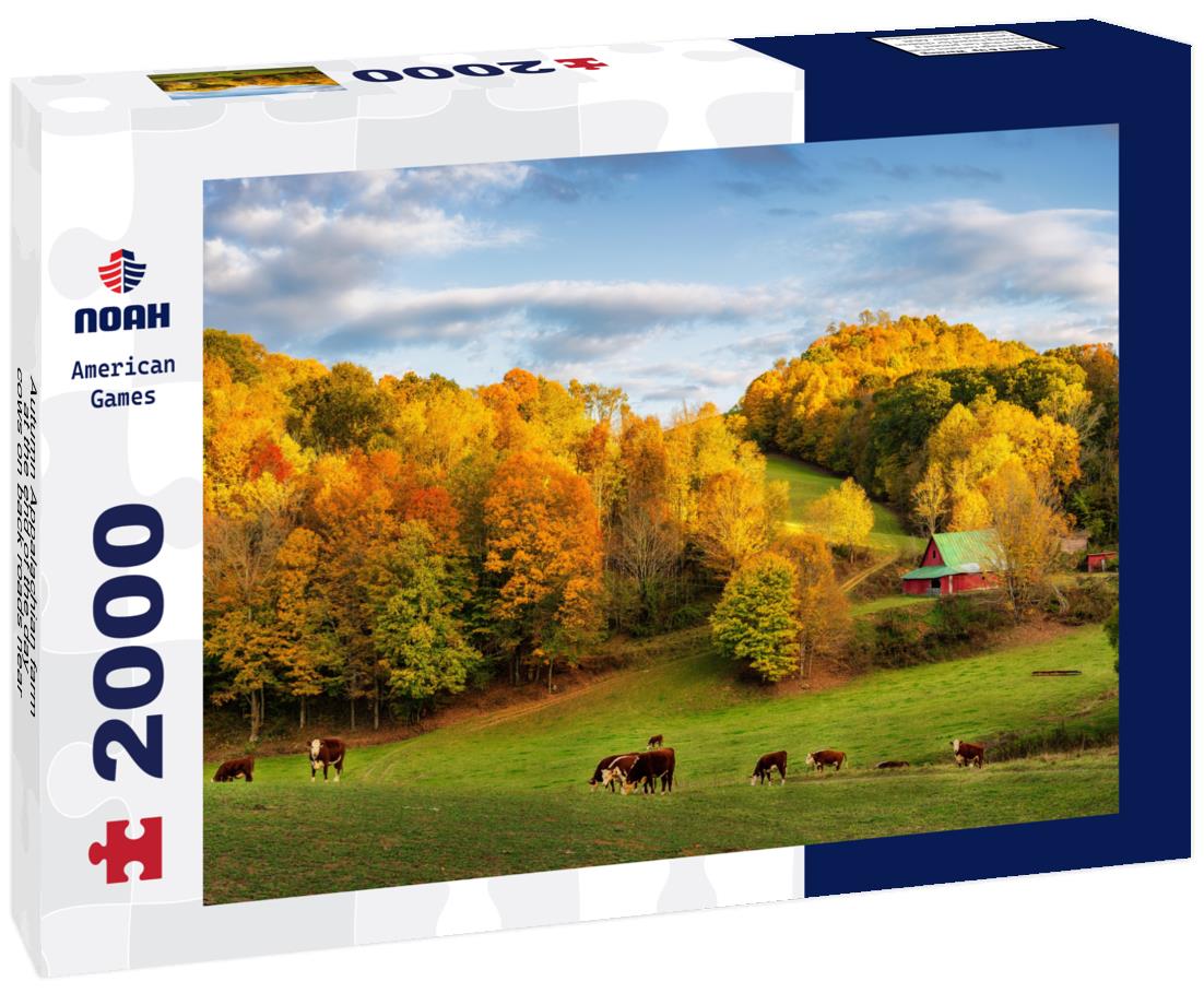 Noah Jigsaw Puzzle Autumn Appalachian farm at the end of the day - cows on back roads near Boone North Carolina 2000 pieces