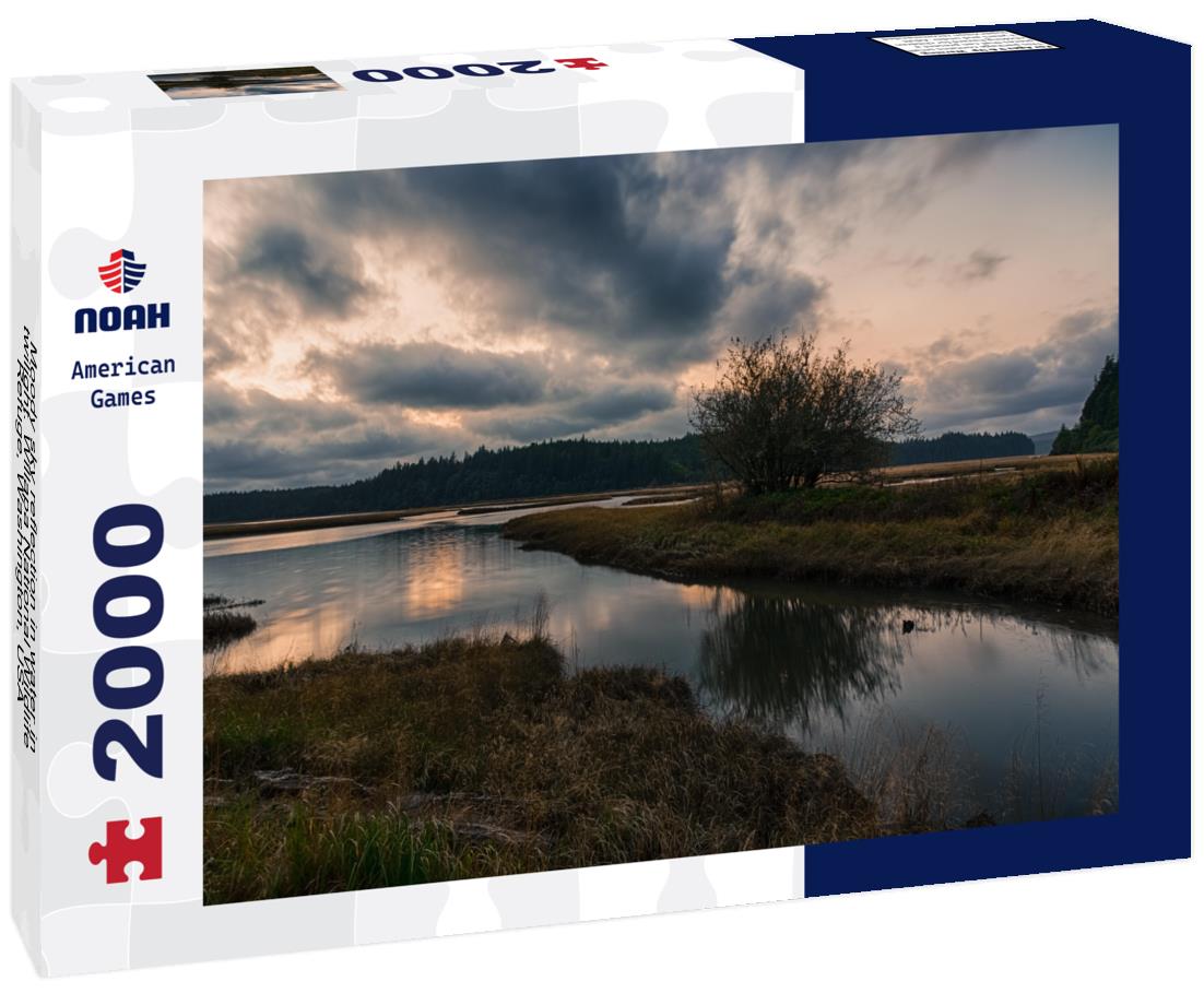 Noah Jigsaw Puzzle Moody sky reflection in water in twilight. Willapa National Wildlife Refuge, Washington, USA 2000 pieces