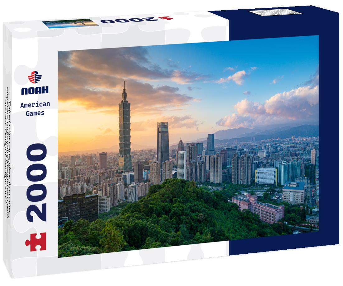 Noah Jigsaw Puzzle Taipei cityscape view from the elephant mountain(Xiangshan) with sunset Twilight background 2000 pieces