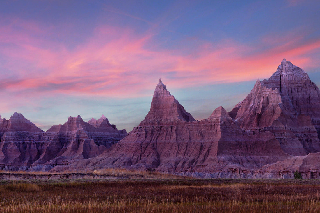 Noah Jigsaw Puzzle Panorama of Eroded Mountains of Badlands National Park, South Dakota, During a Pink Sunset 2000 pieces