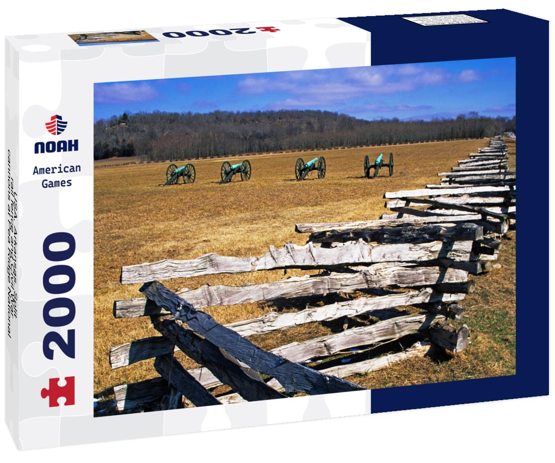 Noah Jigsaw Puzzle USA, Arkansas. Split-rail fence and Civil War cannons at Pea Ridge National Military Park 2000 pieces