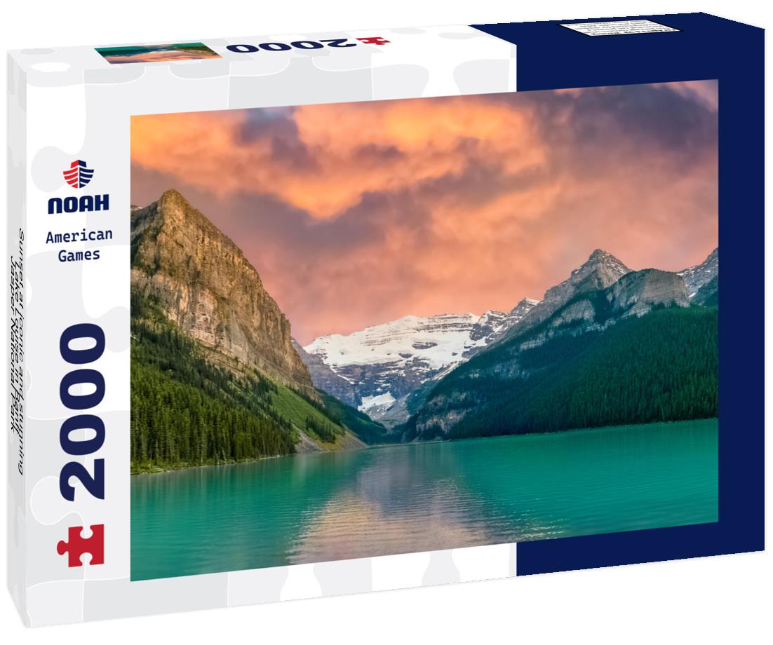 Noah Jigsaw Puzzle Sunset at iconic and stunning Lake Louise in Banff, Jasper National Park, Alberta, Canada 2000 pieces