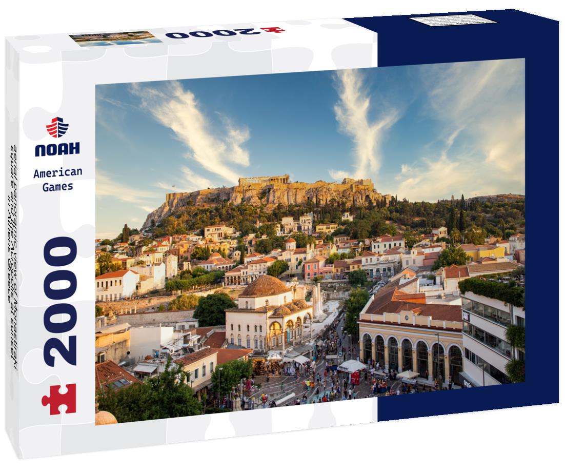 Noah Jigsaw Puzzle aerial panoramic view of Monastiraki square and the Acropolis at sunset in Athens Greece 2000 pieces