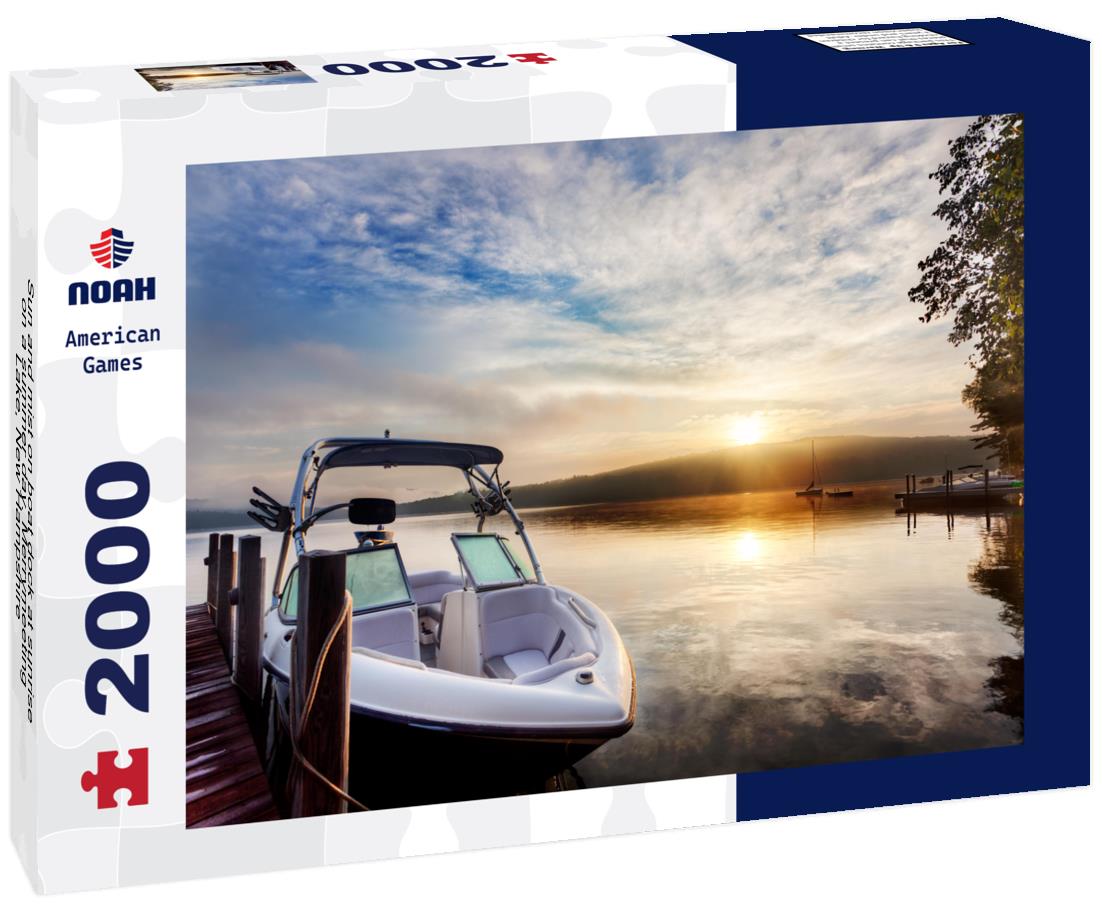 Noah Jigsaw Puzzle Sun and mist on boat dock at sunrise on a summer day. Merrymeeting Lake, New Hampshire 2000 pieces