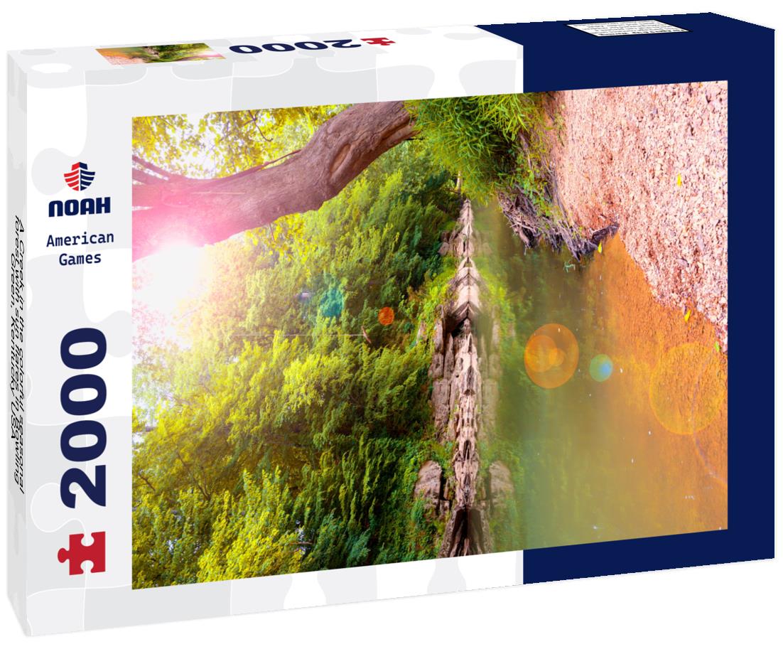 Noah Jigsaw Puzzle A Creek in the colorful seasonal forest with sun flares in Bowling Green, Kentucky USA 2000 pieces