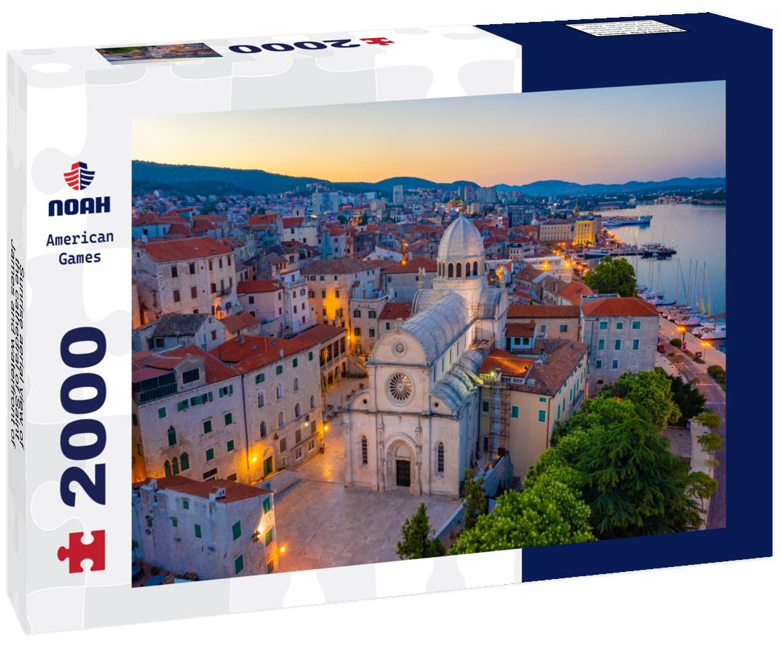 Noah Jigsaw Puzzle Sunrise aerial view of the cathedral of Saint James and waterfront of Sibenik, Croatia 2000 pieces