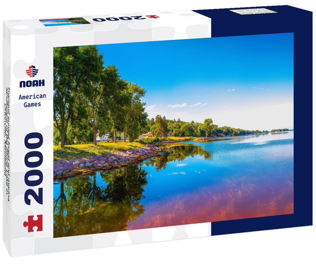 Noah Jigsaw Puzzle Tranquil sunset forest and marina landscape of Big Stone Lake in Ortonville, Minnesota 2000 pieces