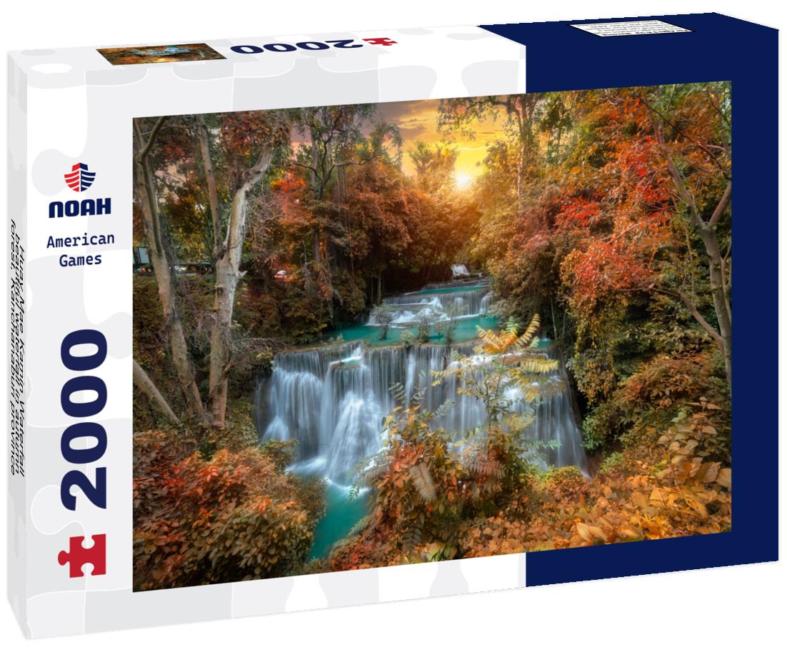 Noah Jigsaw Puzzle Huay Mae Kamin Waterfall, beautiful waterfall in autumn forest, Kanchanaburi province 2000 pieces