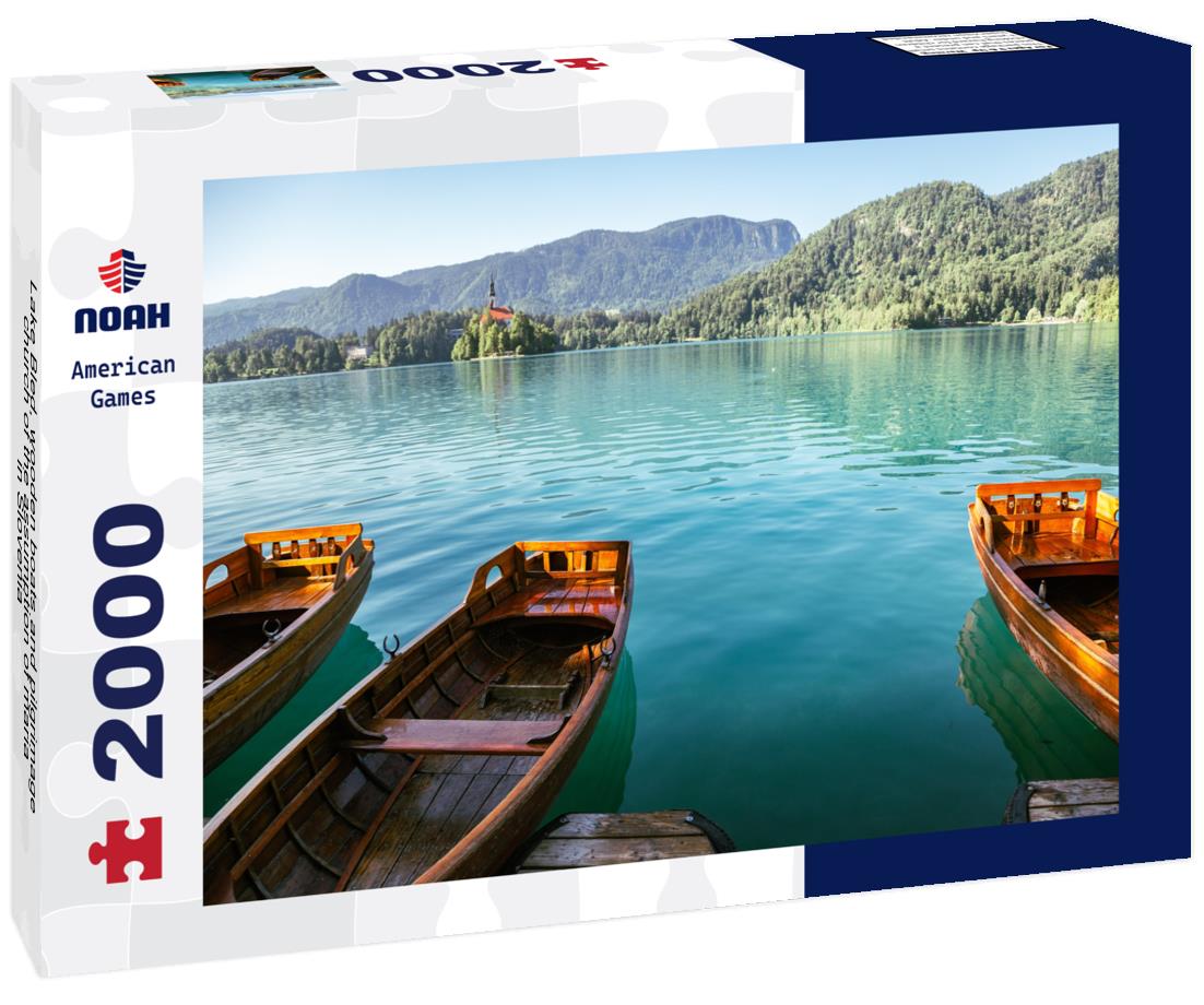 Noah Jigsaw Puzzle Lake Bled, wooden boats and pilgrimage church of the assumption of maria in Slovenia 2000 pieces