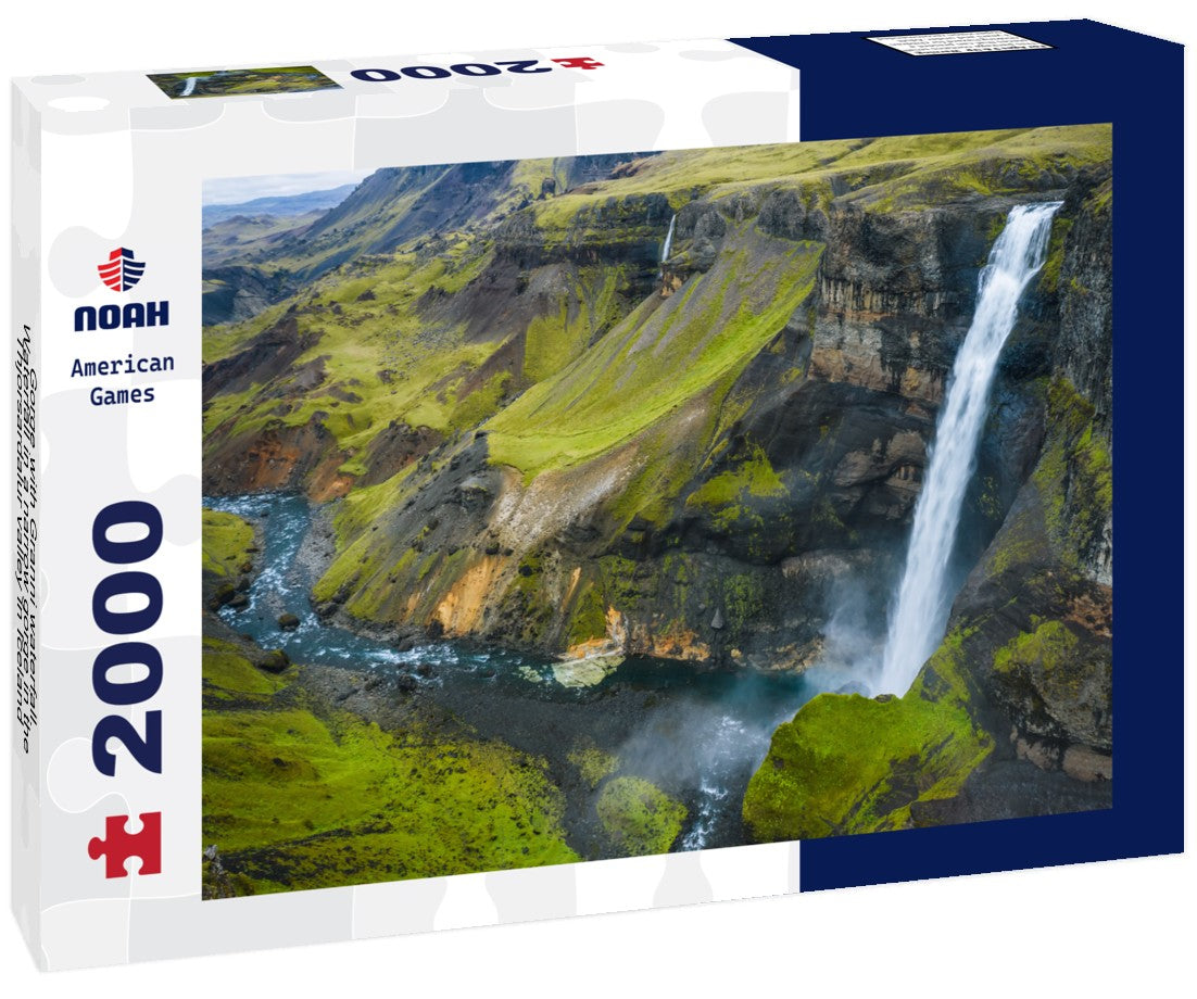 Noah Jigsaw Puzzle Gorge with Granni waterfall. Waterfall in a narrow gorge in the Thjorsardalur valley in Iceland 2000 Pieces