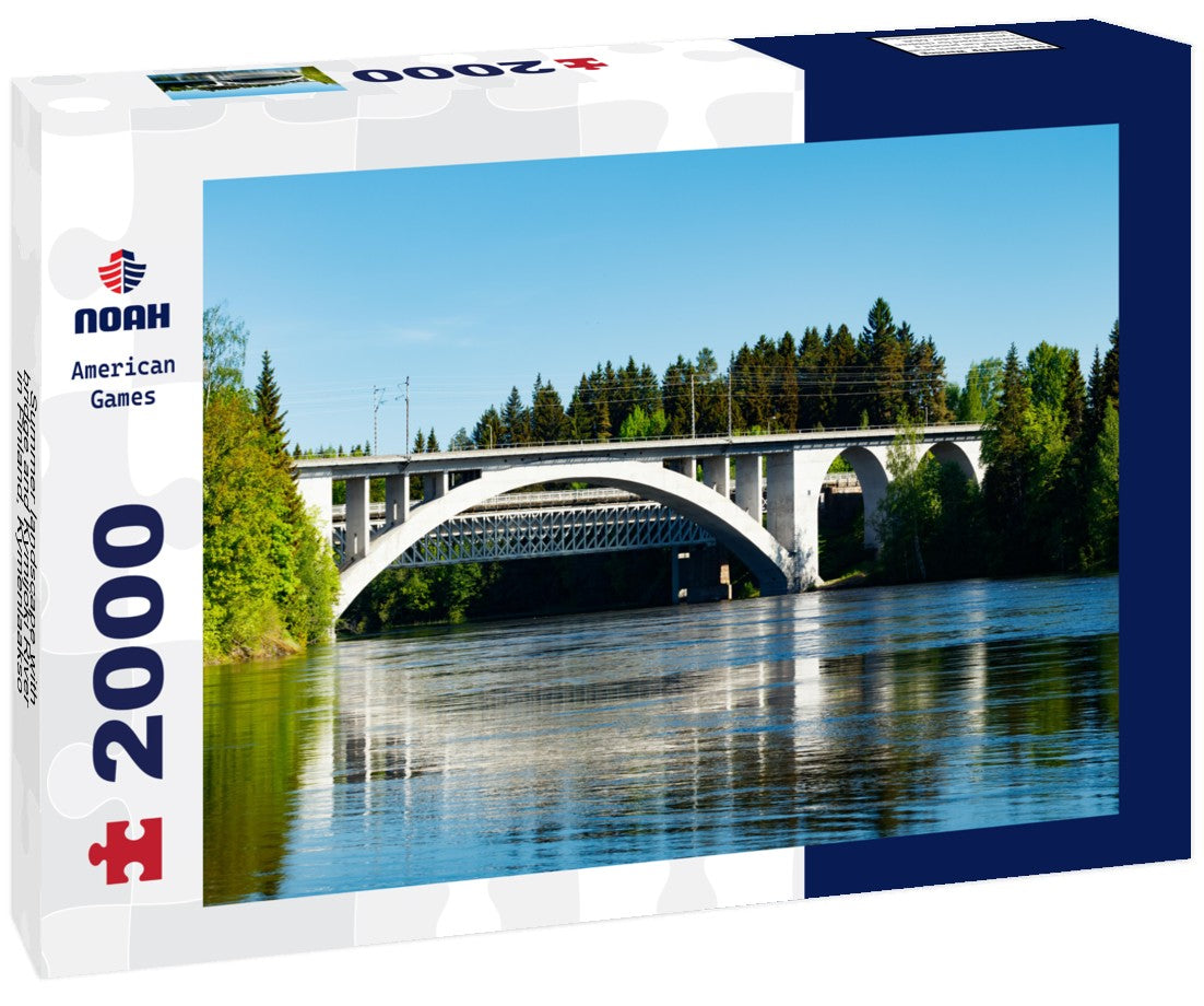 Noah Jigsaw Puzzle Summer landscape with bridge and Kymijoki River in Finland, Kymenlaakso, Kouvola, Koria 2000 Pieces
