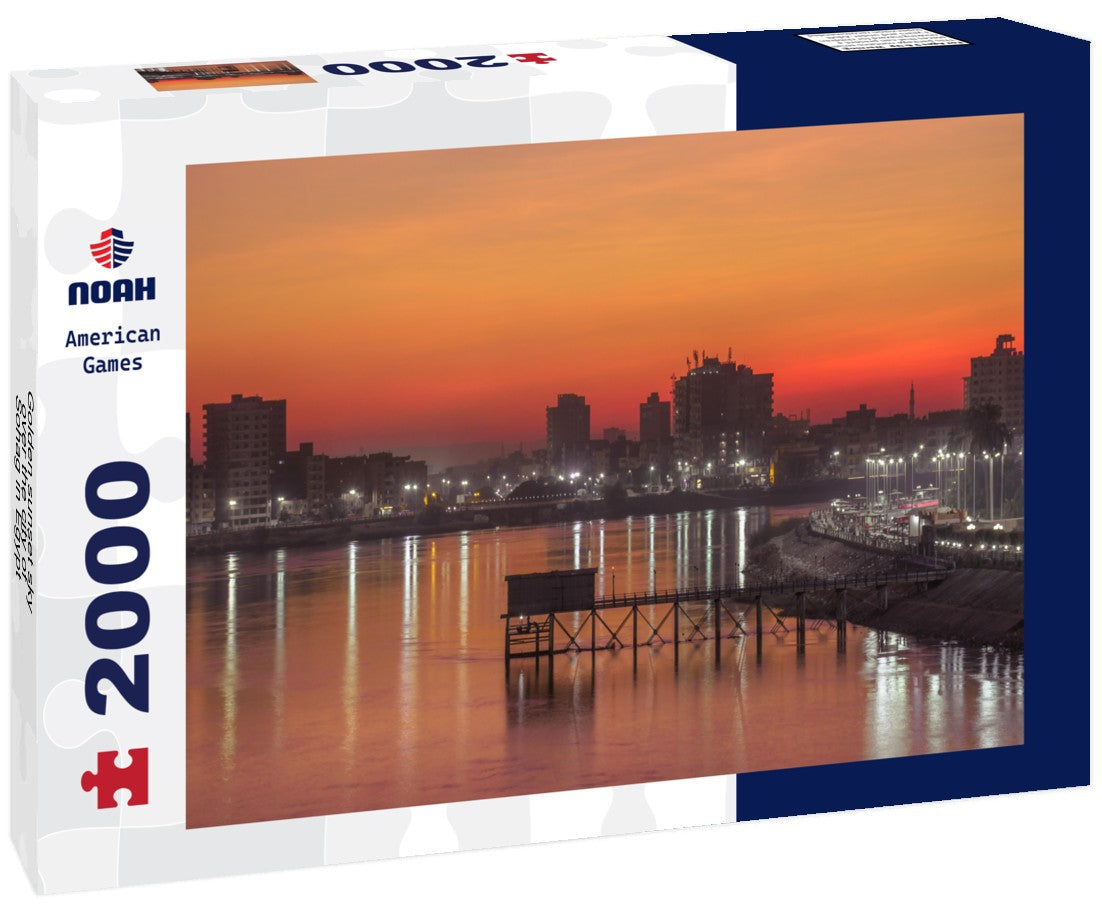 Noah Jigsaw Puzzle Golden sunset sky over the city of Sohag in Egypt 2000 Pieces