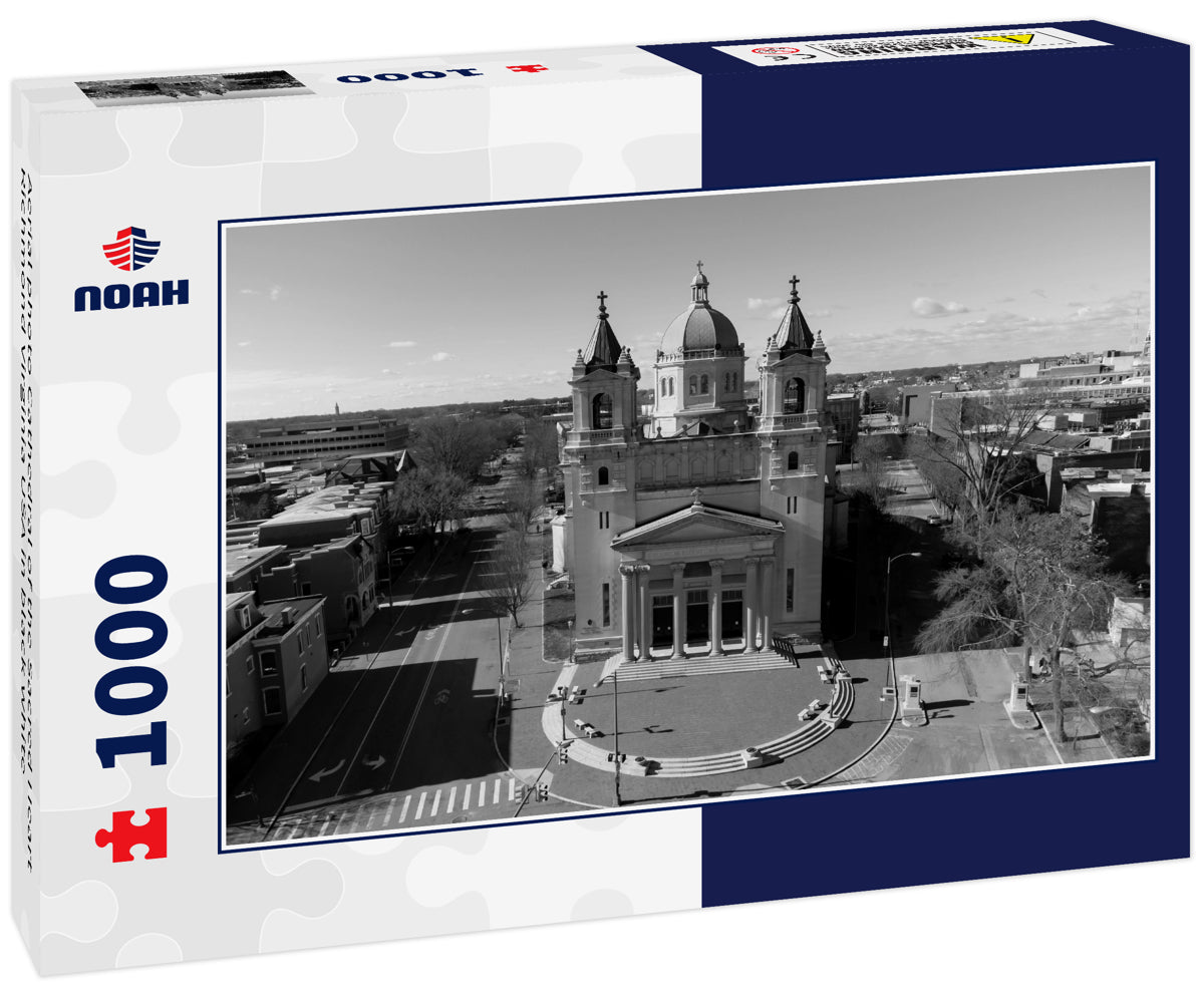 Aerial photo Cathedral of the Sacred Heart Richmond Virginia USA in black white