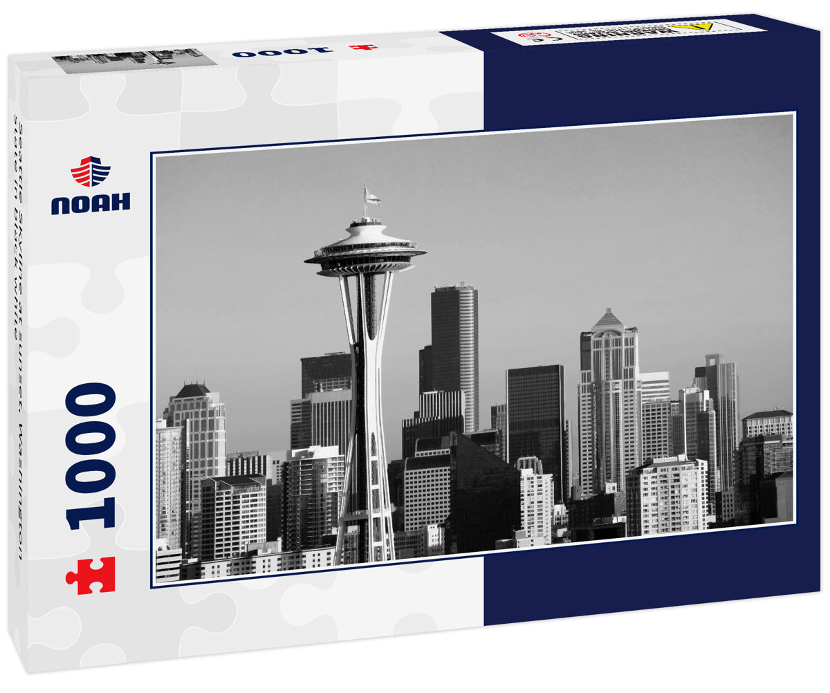 Seattle Skyline at sunset, Washington state in black white