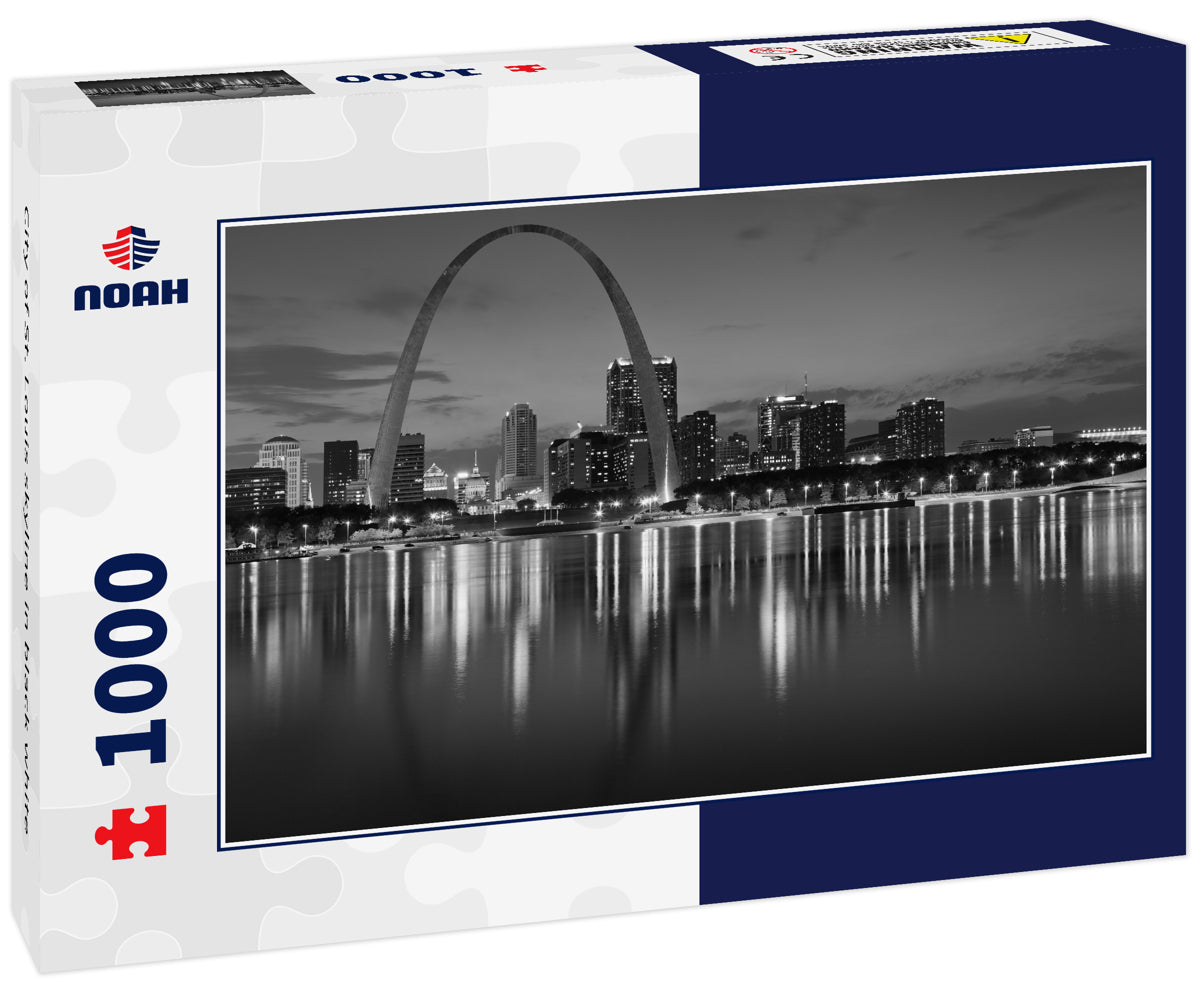 City of St. Louis skyline in black white